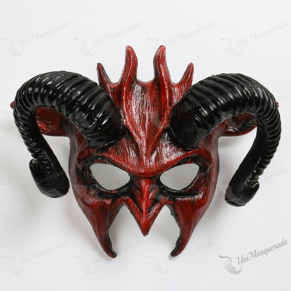 Halloween RED Devil Ram Horns Masquerade Halloween Costume Cosplay Face Mask